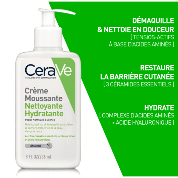 CERAVE CRÈME MOUSSANTE NETTOYANTE HYDRATANTE