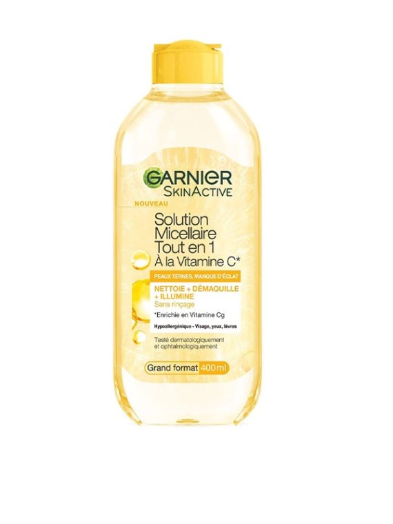 GARNIER SOLUTION MICELLAIRE À LA VITAMINE C :  Nettoyage et Éclat Facial
