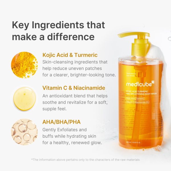 MEDICUBE GEL DOUCHE ÉCLAIRCISSANT AU CURCUMA ET ACIDE KOJIQUE / Kojic Acid Turmeric Vita Brightenning Body Wash