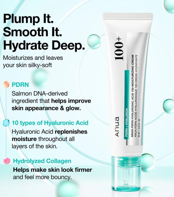 ANUA PDRN HYALURONIC ACID 100 CRÈME HYDRATANTE INTENSE LÉGÈRE