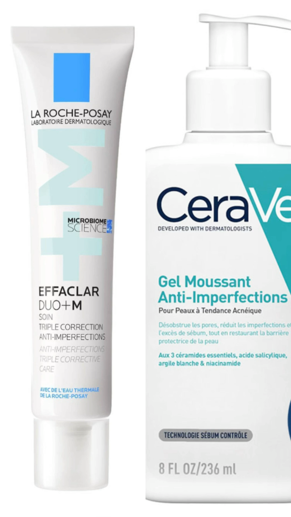 DUO GEL CERAVE ANTI IMPERFECTIONS + ROCHE POSAY EFFACLAR DUO+ M / Peau grasse à tendance acneique
